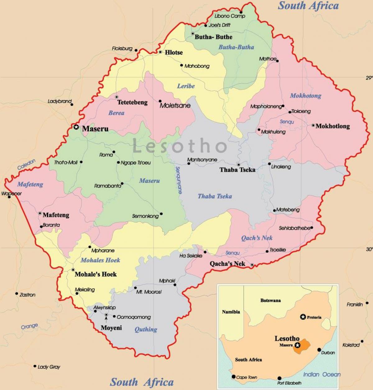 ο χάρτης του Λεσότο