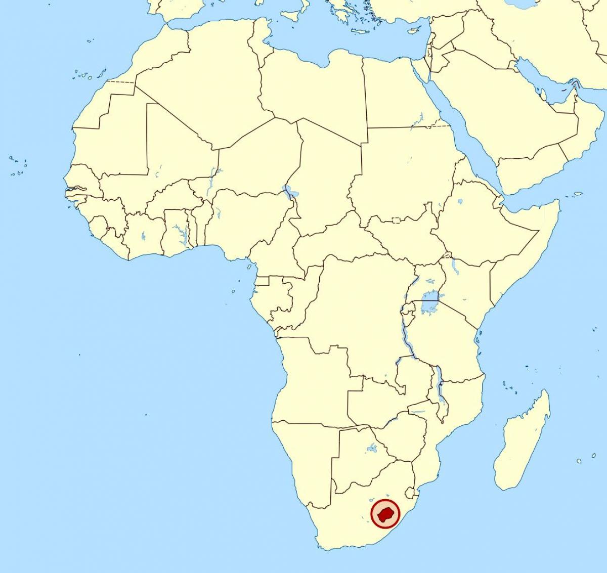 χάρτης του Λεσότο σε κόσμο
