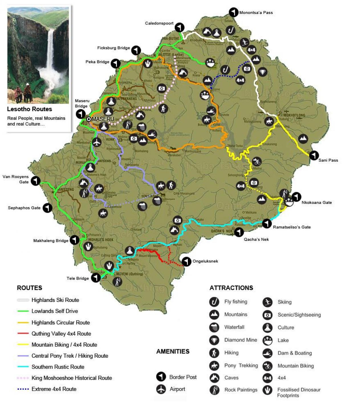 χάρτης του Λεσότο τουριστικά