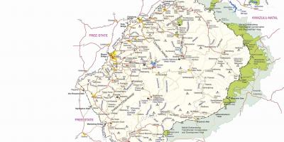 Χάρτης του Λεσότο συνοριακούς σταθμούς