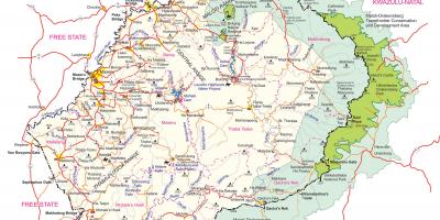 Εμφάνιση χάρτη λεπτομερή χάρτη του Λεσότο